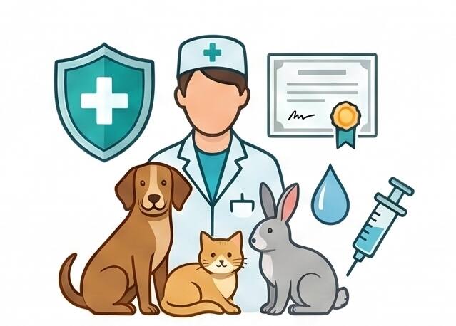 Imagen prevencion y salud, un veterinario aplicando vacunas a animales